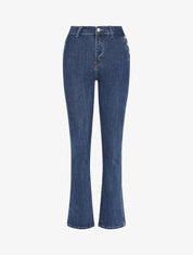 Jean à boutons décoratifs coupe bootcut - Bleu - 1