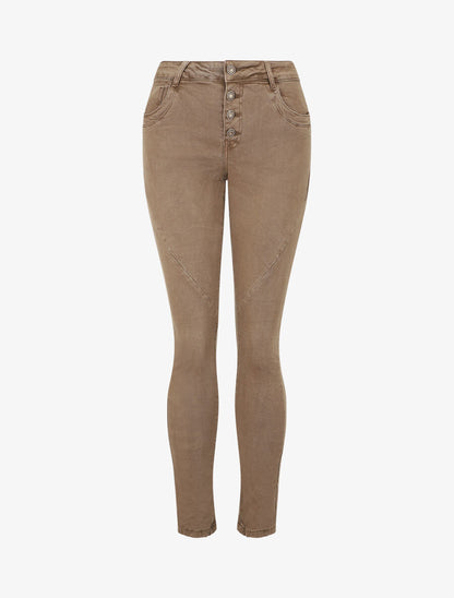 Jean effet froissé coupe slim - Taupe - 4
