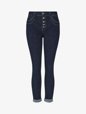 Jean à taille haute coupe mom fit - Bleu - 1