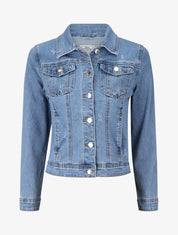 Veste en jean légères griffures - Bleu - 1