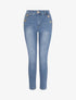 Jean skinny taille standard poches à boutons décoratifs - Bleu - 4