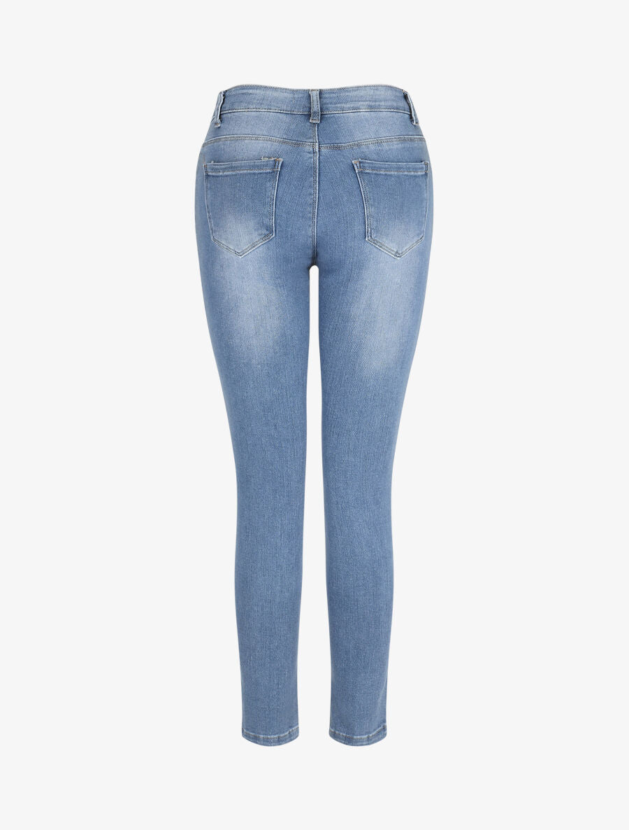 Jean skinny taille standard poches à boutons décoratifs - Bleu - 2