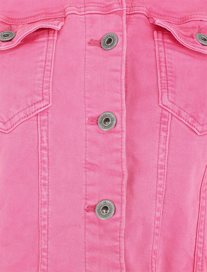 Veste unie en jean - Fushia - 3