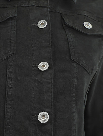 Veste en jean droite - Noir - 3