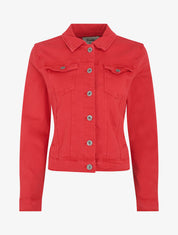 Veste unie en jean - Rouge - 4