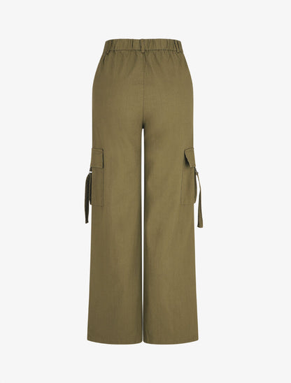 Pantalon cargo à liens - Kaki - 2