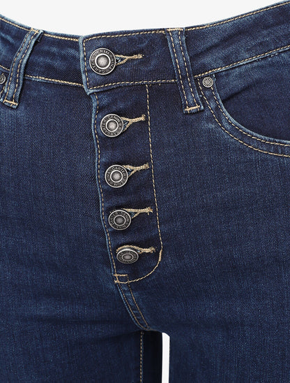 Jean skinny taille haute à fermeture boutonnée - Bleu foncé - 3