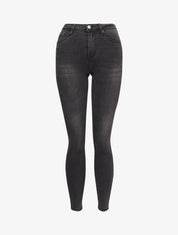 Jean skinny taille standard légèrement délavé - Gris foncé - 1