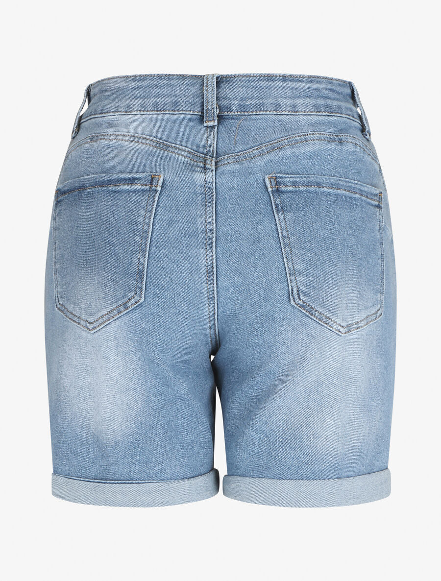 Short en jean ajusté taille standard - Bleu clair - 2