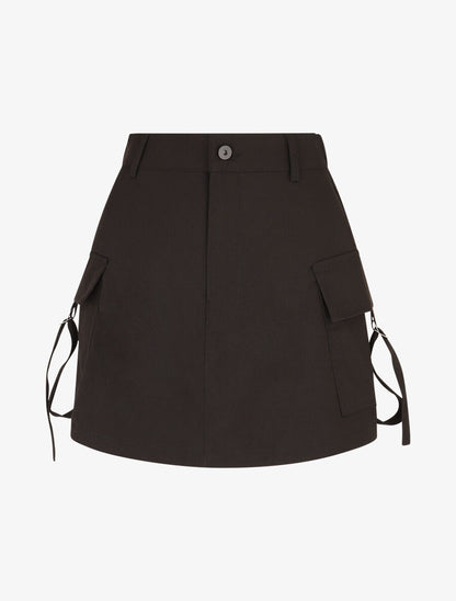 Jupe short cargo uni - Noir - 1