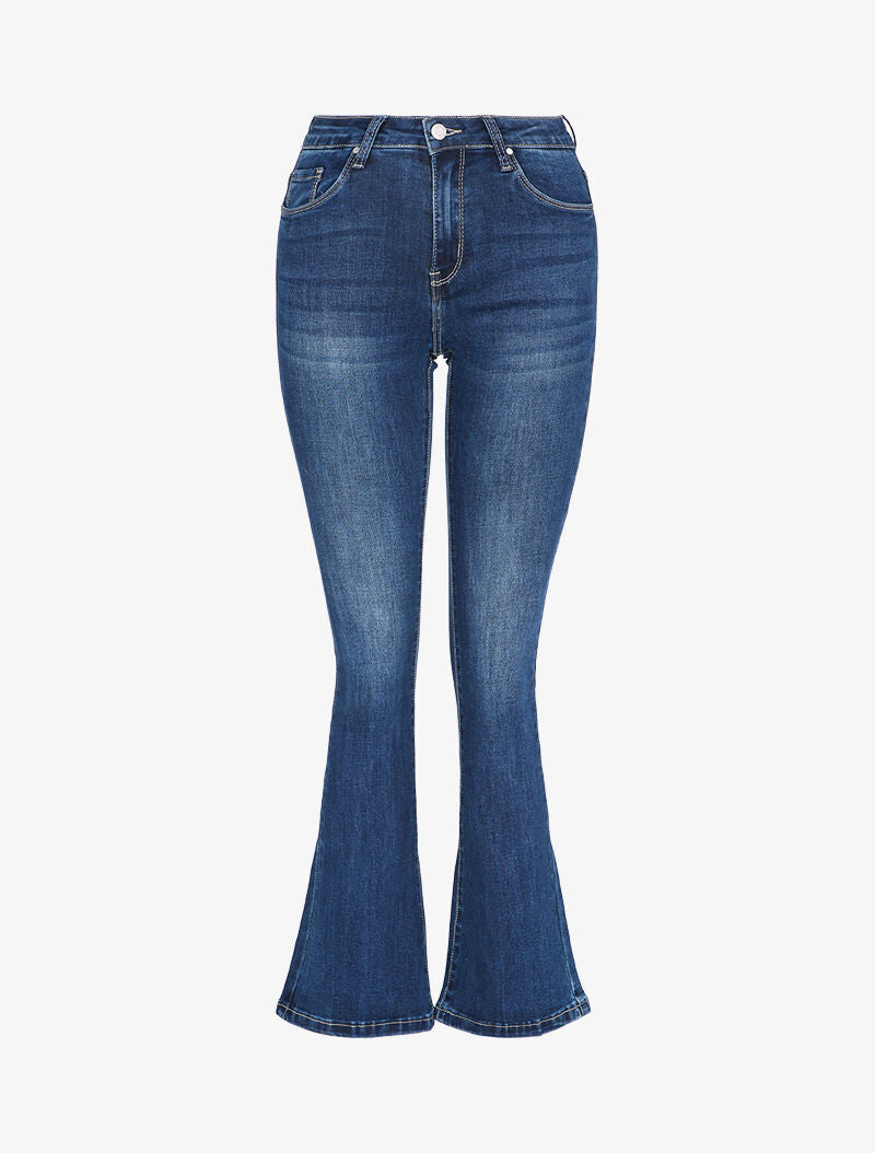 Jean flare légèrement délavé - Bleu denim - 3