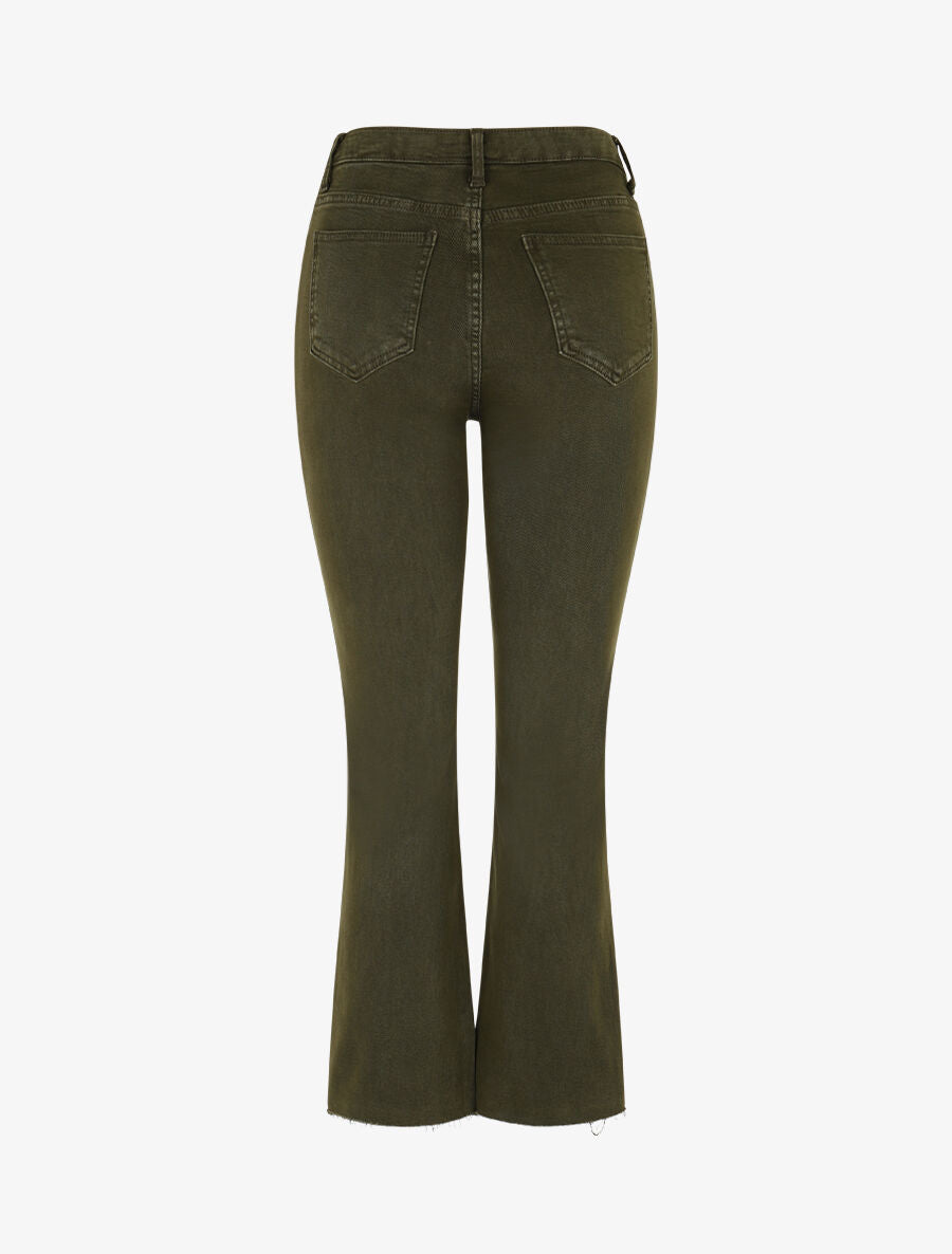 Jean à bords effilochés coupe flare - Kaki - 2