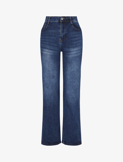 Jean push up délavé coupe droite - Bleu - 1