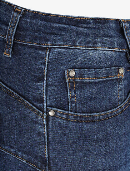 Jean push up délavé coupe droite - Bleu - 3