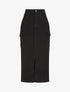 Jupe mi-longue cargo fendue - Noir - 1