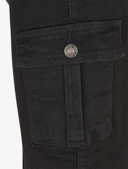 Jupe mi-longue cargo fendue - Noir - 3