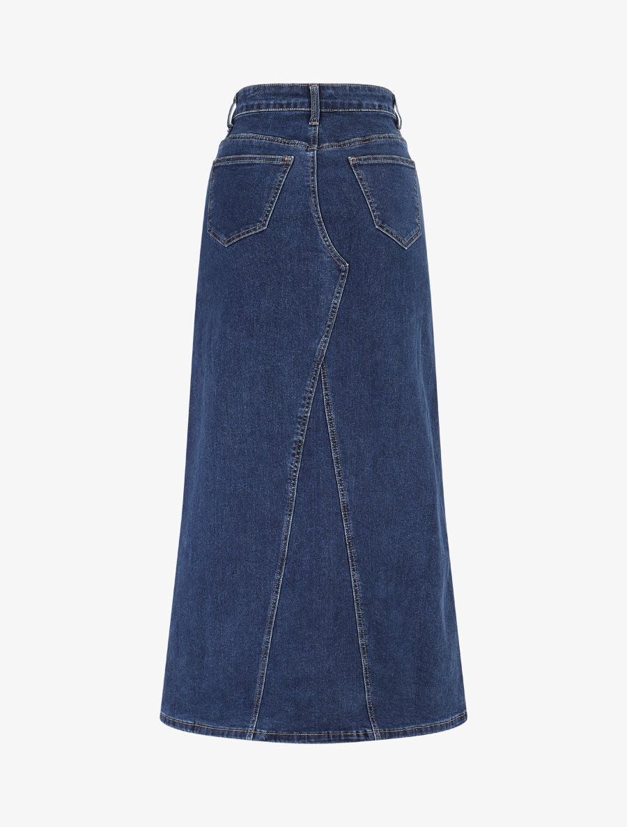 Jupe mi-longue à taille haute - Bleu - 2