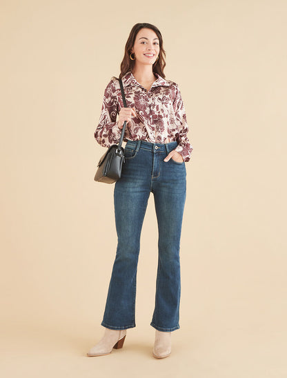 Jean standard push up coupe flare - Bleu - 4