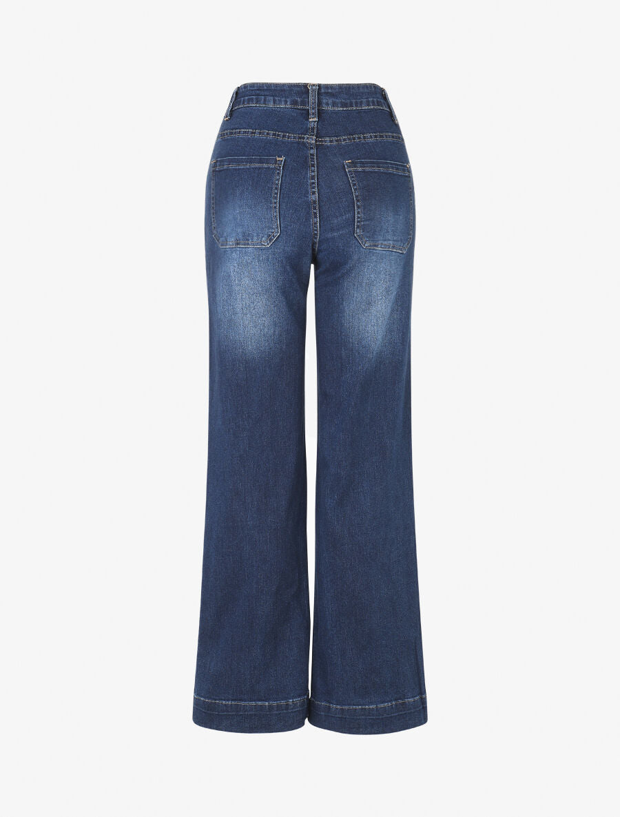 Jean taille haute coupe flare - Bleu - 2