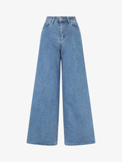Jean push up wide leg coupe droite - Bleu - 1