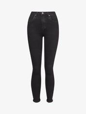Jean skinny taille standard à ourlet à retrousser - Noir - 1