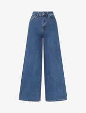 Jean push up wide leg coupe droite - Bleu denim - 4