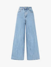 Jean push up wide leg coupe droite - Bleu bleached - 4