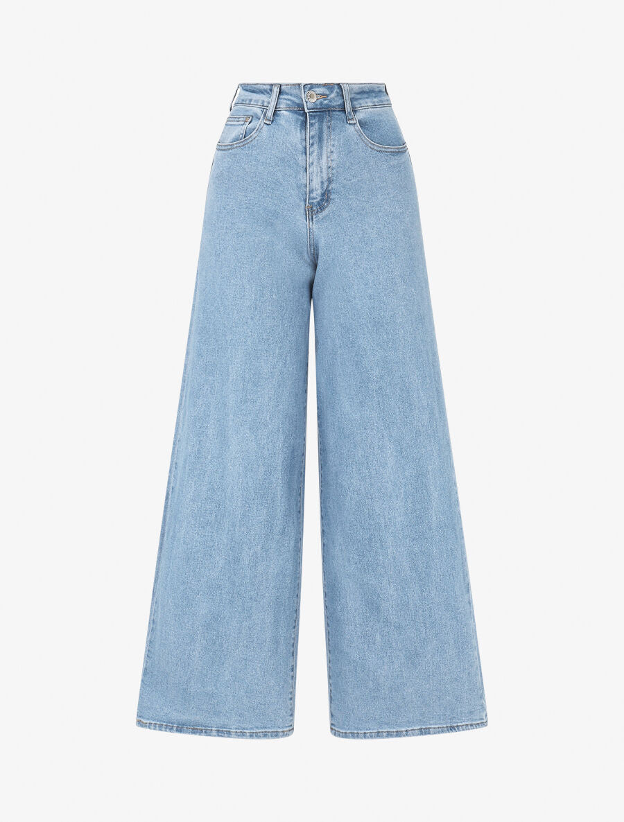 Jean push up wide leg coupe droite - Bleu bleached - 4