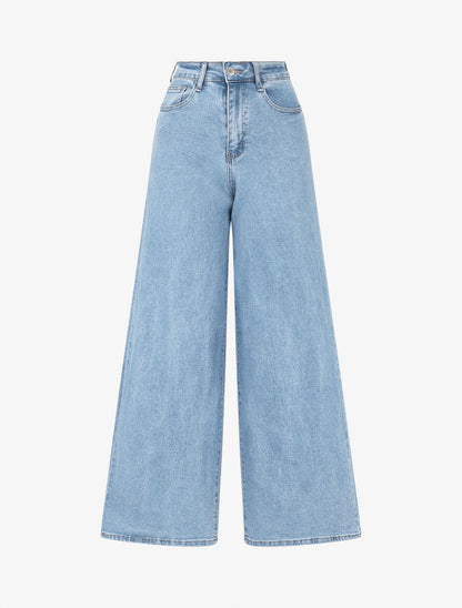 Jean push up wide leg coupe droite - Bleu bleached - 4