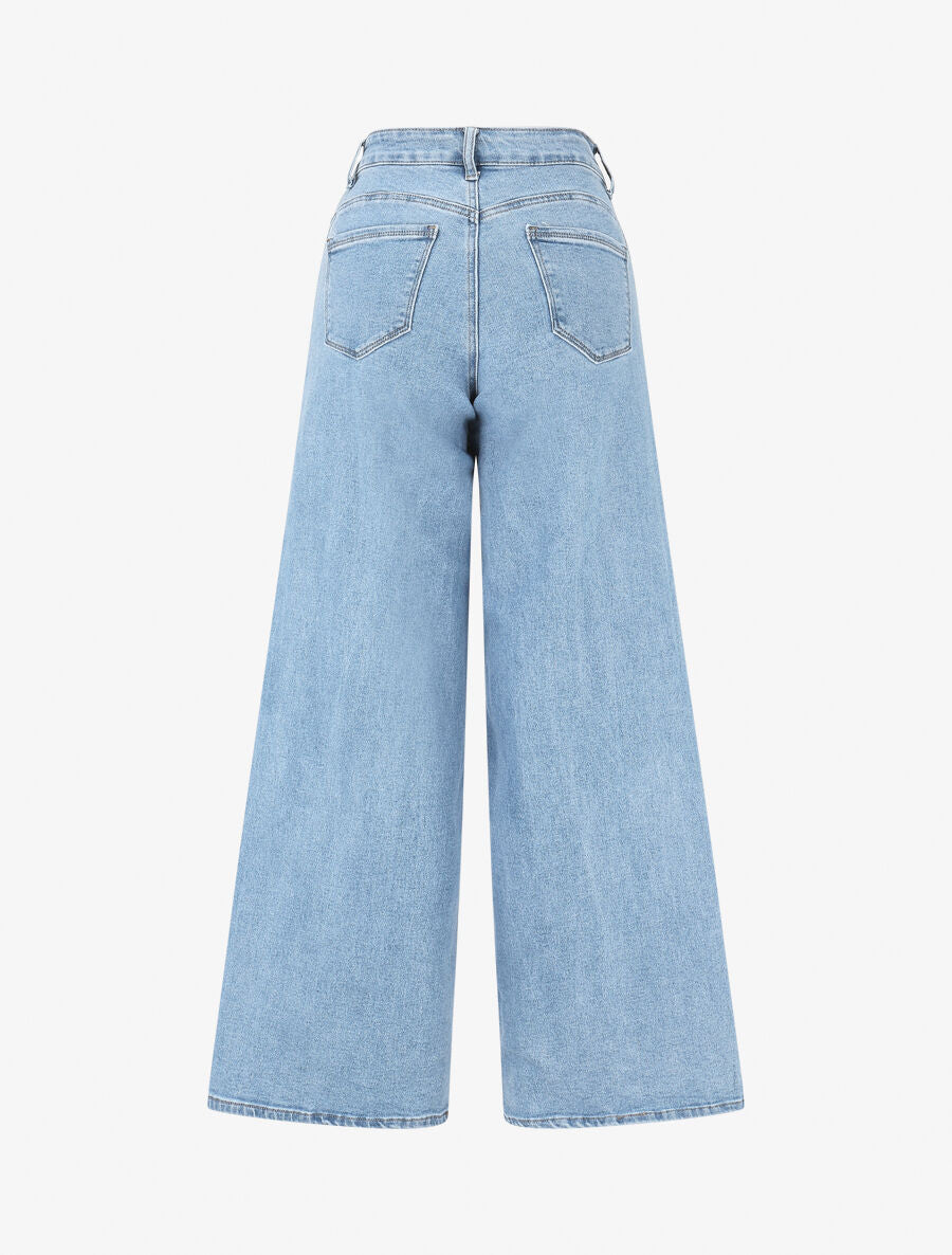 Jean push up wide leg coupe droite - Bleu bleached - 2