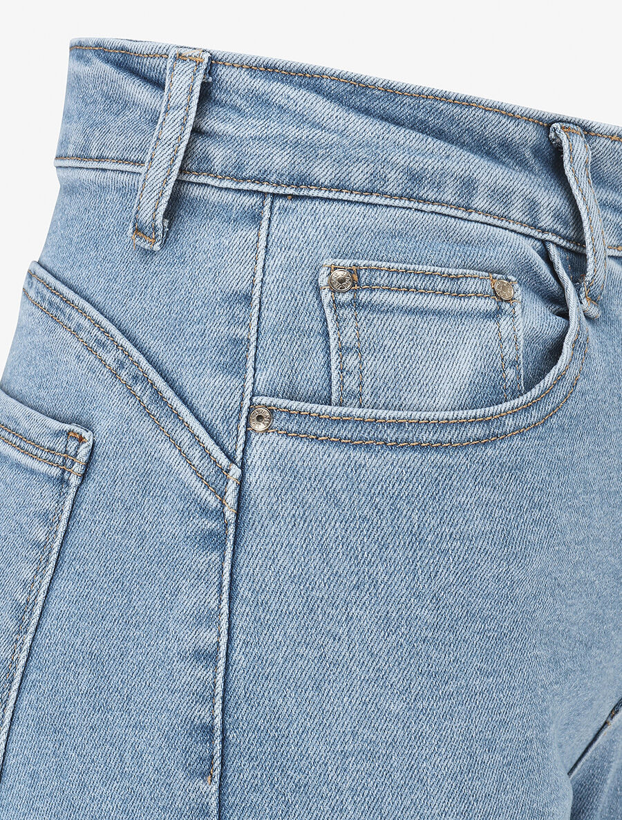 Jean push up wide leg coupe droite - Bleu bleached - 3