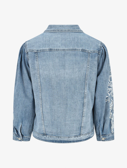 Veste en jean à manches longues stylisées - Bleu - 2