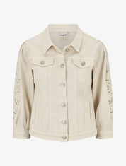 Veste en jean à manches longues stylisées - Beige - 4