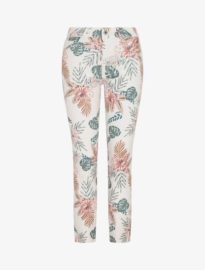 Jean slim imprimé feuillage - Blanc - 1