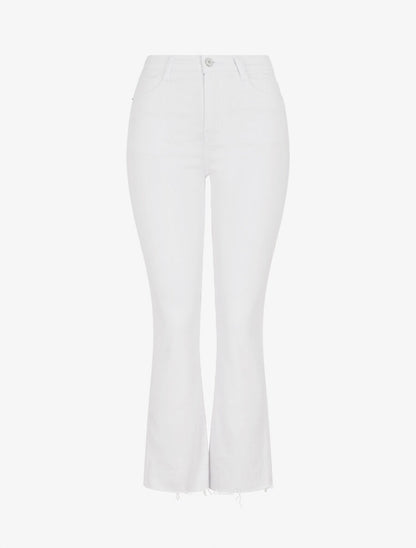 Jean uni à bords effilochés coupe droite - Blanc - 1