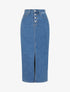 Jupe en jean boutonnée coupe droite - Bleu - 1