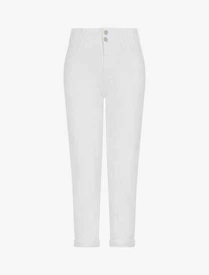 Jean mom taille haute froncée - Blanc - 4