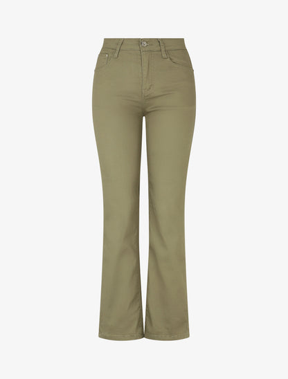Jean droit basique taille haute - Kaki - 1