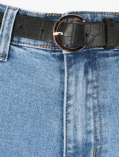 Jean mom taille haute ceinturée - Bleu - 3