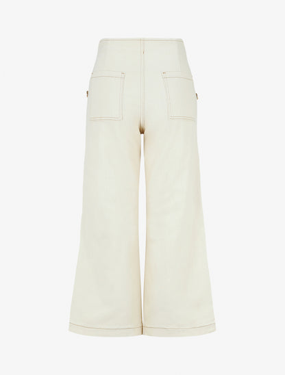 Jean ample taille haute style pont - Beige - 2
