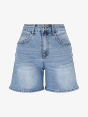 Short en jean droit délavé - Bleu clair - 1