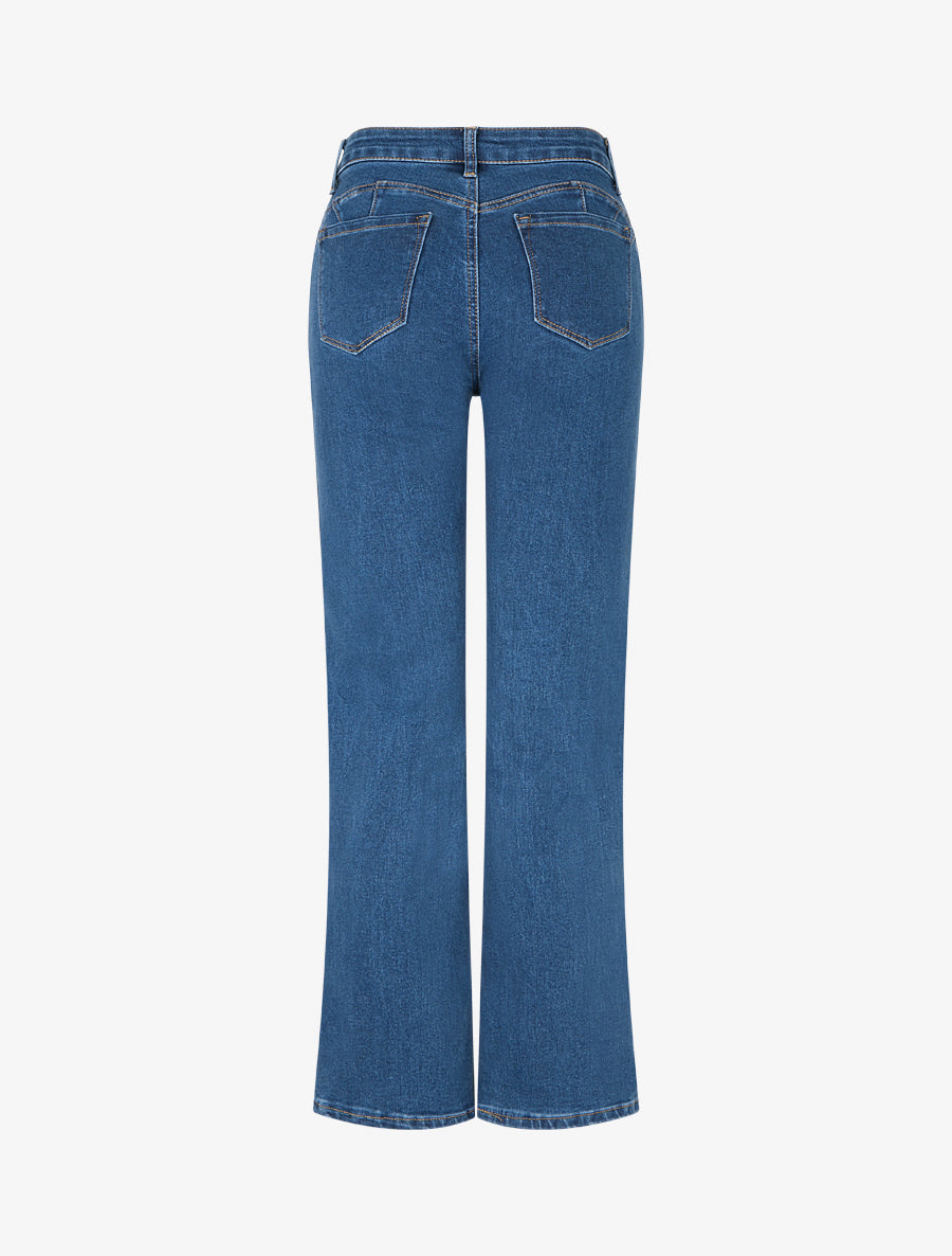 Jean push up à taille standard coupe droite - Bleu - 2