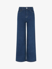 Jean droit taille haute à rayures - Bleu brut - 1