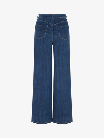 Jean droit taille haute à rayures - Bleu brut - 2