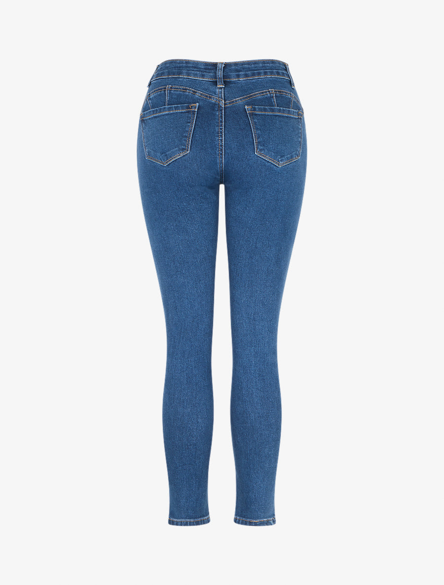 Jean skinny taille haute - Bleu - 2