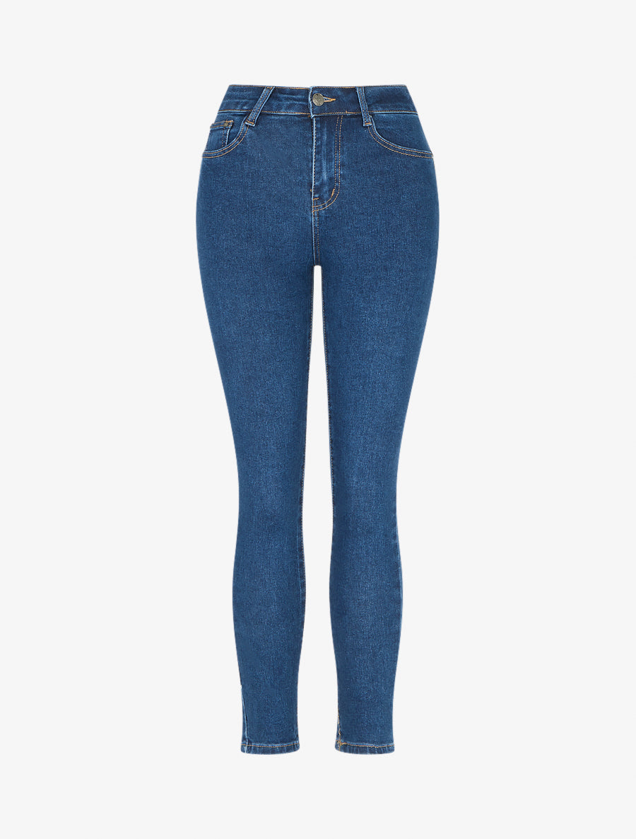 Jean coupe skinny taille haute - Bleu - 1