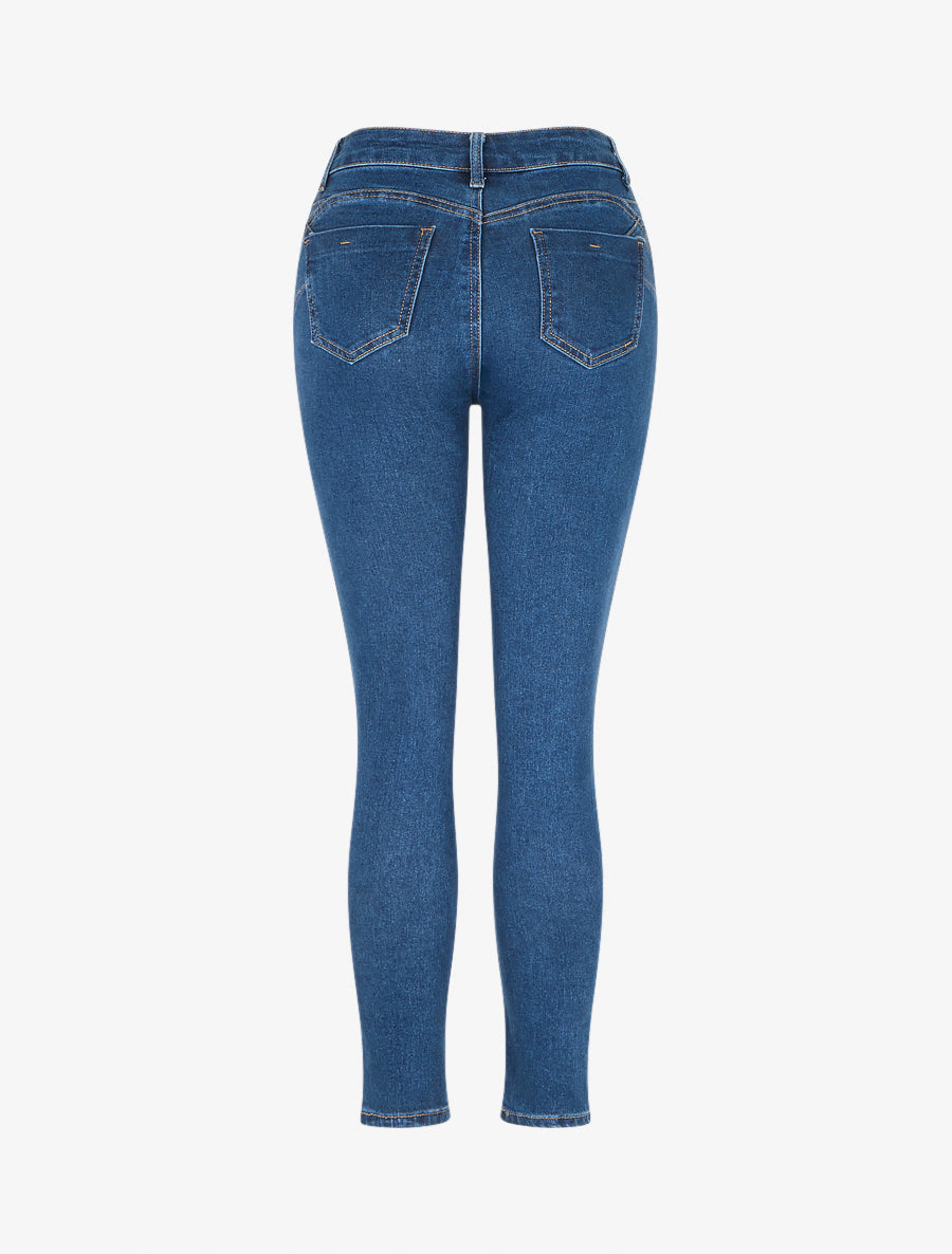 Jean coupe skinny taille haute - Bleu - 2