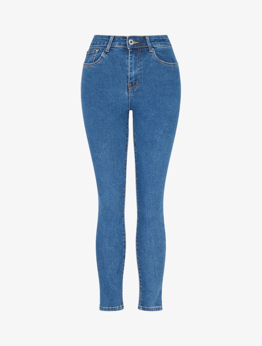 Jean coupe skinny taille haute - Bleu - 1