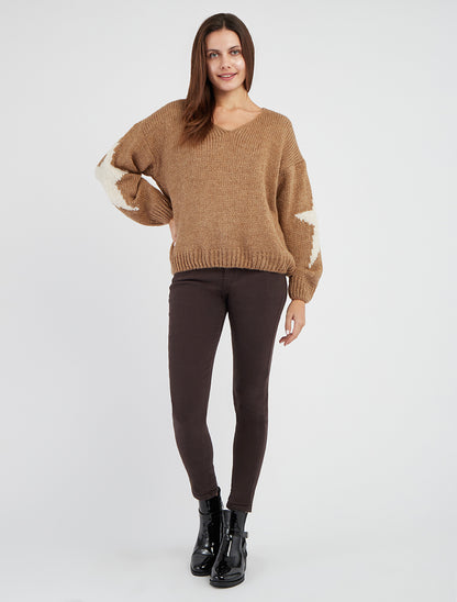 Jean Skinny mit Standardbundhöhe - Dunkelbraun