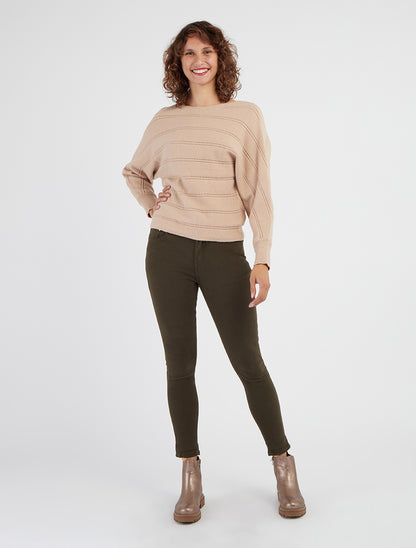 Jean Skinny mit Standardbundhöhe - Kaki